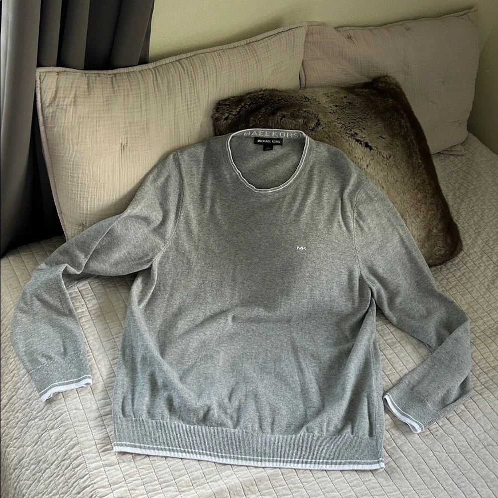 Michael Kors men’s gray 100% cotton classic crew neck sweater large​